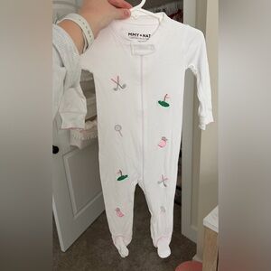 Sammy + Nat White Footie with Golf Embroidery